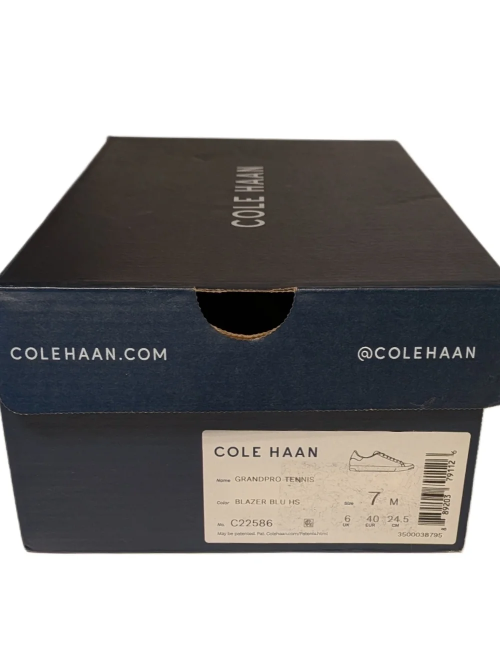 Cole Haan GrandPro Tennis Mens 7 M Blazer Blue Hand Stain Leather Sneaker C22586